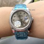Copy Rolex Datejust 36MM SS Diamond Bezel Gray Dial Watch